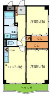 ラシュレ・ウエスト六甲【4階】の間取り