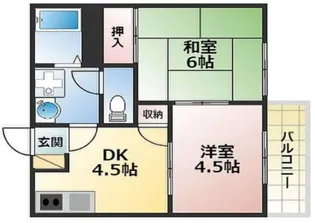烏帽子ハイツ六甲【2階】の間取り