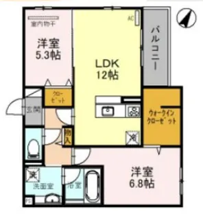 ラポール岡本【3階】の間取り