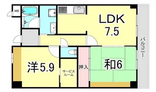 兵庫県西宮市門戸荘【マンション】の間取り