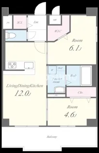 Pisces東比恵【7階】の間取り