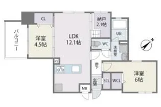 MODERN ASPIRATION平尾駅前【6階】の間取り