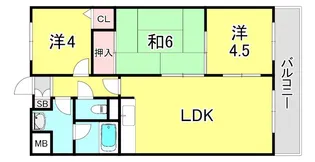 兵庫県神戸市東灘区本山中町2丁目【アパート】の間取り