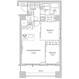 ザ・パークハビオ目黒プレイス【8階】の間取り