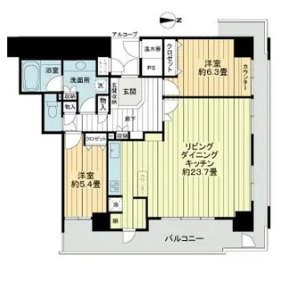 ライオンズマンション大阪スカイタワー【25階】の間取り