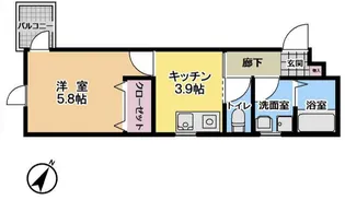 1DKの間取り画像