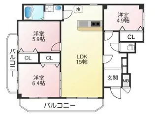 兵庫県神戸市中央区籠池通3丁目【マンション】の間取り