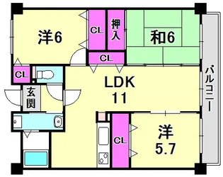シャン・ド・フルール【3階】の間取り