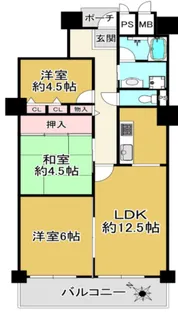 パームスクエアジェームズ山【12階】の間取り