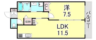 西舞子壱番館【5階】の間取り