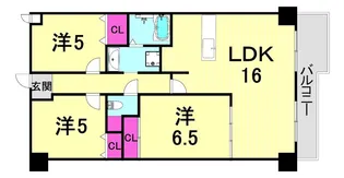 兵庫県西宮市広田町【マンション】の間取り