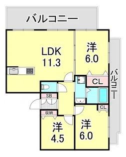 ワコーレ明石マリンプレイス【3階】の間取り