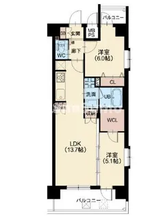 スプランディッド難波WESTII【3階】の間取り