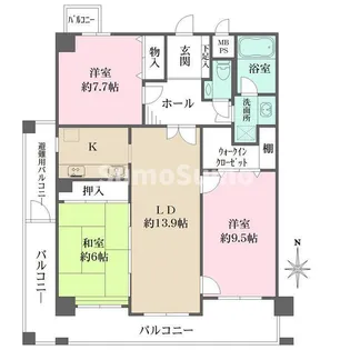 グラン・ドムール甲子園口Ⅱ【5階】の間取り