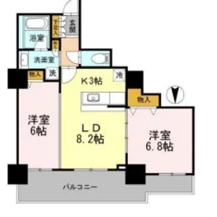 カスタリアタワー長堀橋【3階】の間取り