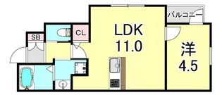 Kパラッツォ兵庫五宮町【1階】の間取り