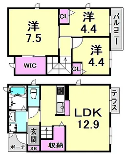 兵庫県西宮市豊楽町【アパート】の間取り