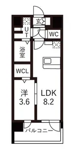 レジュールアッシュ神戸湊川公園【3階】の間取り