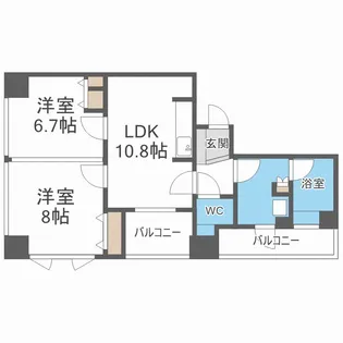 アルグラッド ザ・タワー心斎橋【24階】の間取り