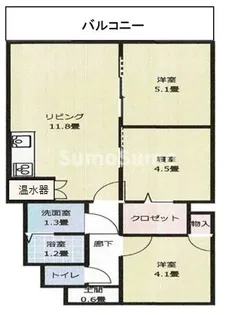 メロディハイム東船場【3階】の間取り