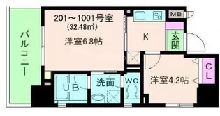 アモーレ本町ウエスト【10階】の間取り