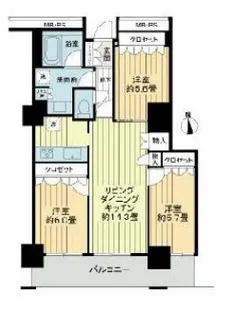 阿波座ライズタワー フラッグ46【40階】の間取り