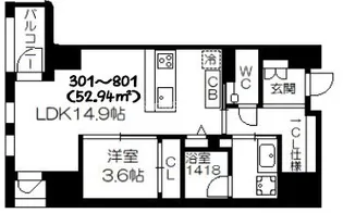 THE WEAVE MINAMI SEMBA【5階】の間取り