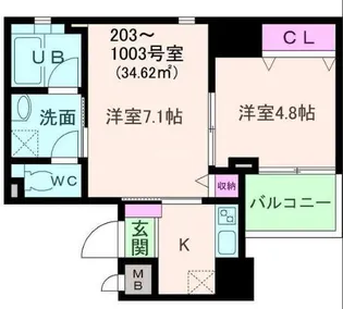 アモーレ本町ウエスト【7階】の間取り