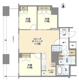 ブランズタワー南堀江【24階】の間取り