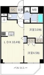 エスリードレジデンス ザ・グラン南堀江【15階】の間取り