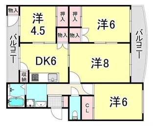 白川台ハイツ 1号棟【4階】の間取り