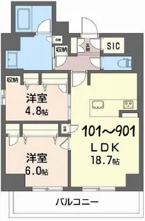 アミコート瓦屋町【4階】の間取り