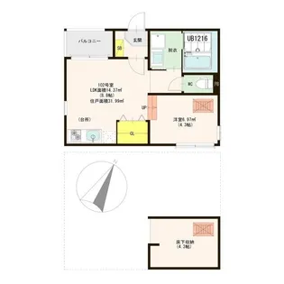 ハーモニーテラス青木Ⅱ【1階】の間取り