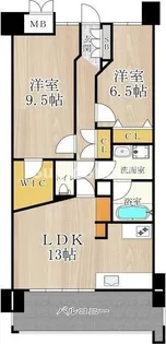 マスターズレジデンス道頓堀Ⅱ【9階】の間取り