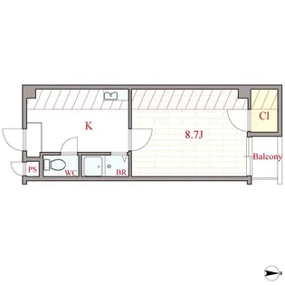 ベルフレージュ北堀江【13階】の間取り