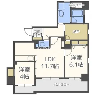 アシュランス新町【3階】の間取り