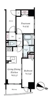 ラシュレエグゼ阿波座【13階】の間取り