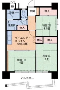 UR武庫川 7号棟【2階】の間取り