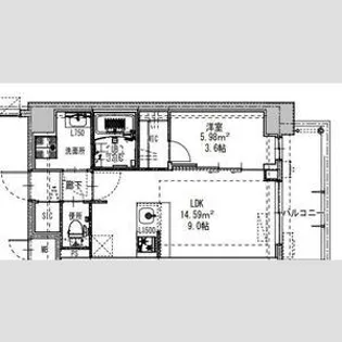 S-RESIDENCE阿波座chiaro【2階】の間取り