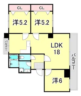アルボール西道頓堀【5階】の間取り