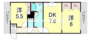 インタルシオ武庫之荘【3階】の間取り
