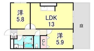 ファミーユ仁川【1階】の間取り