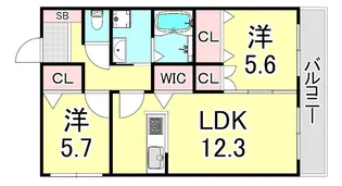 リゼ西宮仁川【3階】の間取り