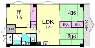 神垣ヒルK.T.ハイム【3階】の間取り