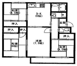 高倉台1-2団地 2号棟【4階】の間取り