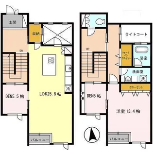 兵庫県西宮市甲陽園西山町【テラスハウス】の間取り