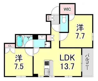 Villa Musica西宮北口【3階】の間取り
