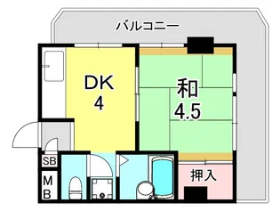 東芦屋マンション【3階】の間取り