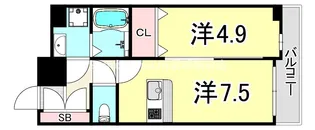 兵庫県尼崎市七松町1丁目【マンション】の間取り