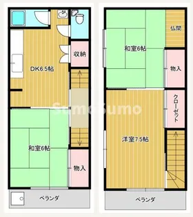 兵庫県尼崎市南武庫之荘1丁目【テラスハウス】の間取り